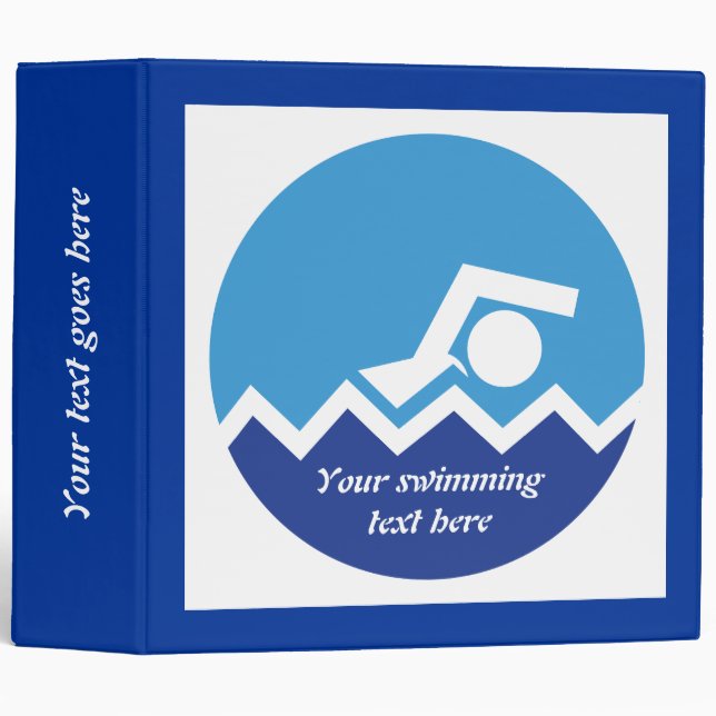 Swimming gifts, swimmer on a blue circle custom binder (Front/Spine)