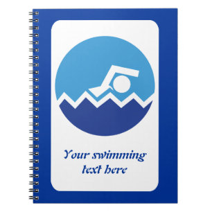 Swimming gifts, swimmer on a blue circle custom notebook
