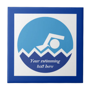 Swimming gifts, swimmer on a blue circle custom tile