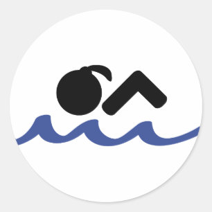 swimming girl classic round sticker