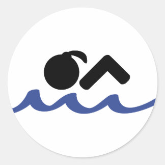 swimming girl classic round sticker