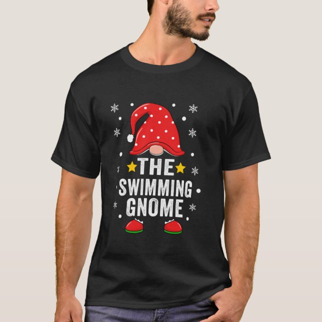 Swimming Gnome Christmas Family Pajamas Matching S T-Shirt (Front)