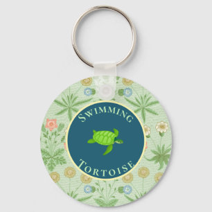 Swimming Green Tortoise Keychain