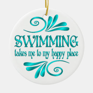Swimming Happy Place Ceramic Ornament