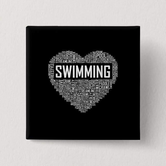 Swimming Heart Coach Swimmer Gift Swim Lover Gifts 2 Inch Square Button (Front)