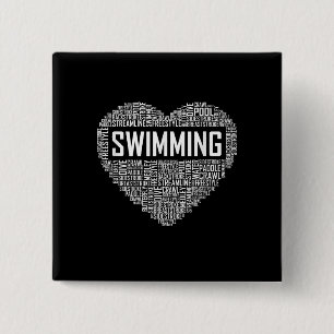 Swimming Heart Coach Swimmer Gift Swim Lover Gifts 2 Inch Square Button