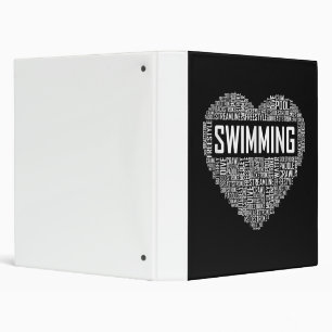 Swimming Heart Coach Swimmer Gift Swim Lover Gifts Binder