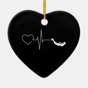 Swimming Heartbeat Gift for Swimmers Ceramic Ornament