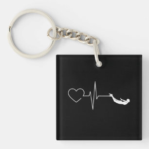 Swimming Heartbeat Gift for Swimmers Keychain