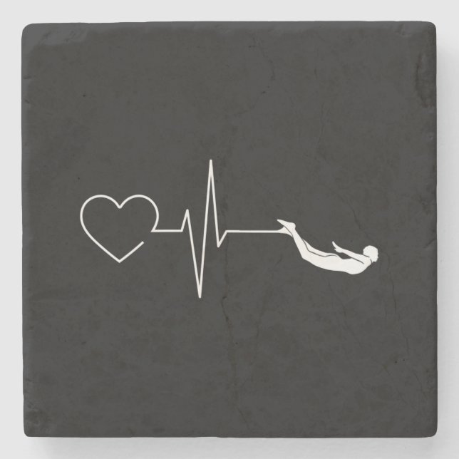Swimming Heartbeat Gift for Swimmers Stone Coaster (Front)