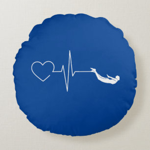 Swimming Heartbeat Round Pillow