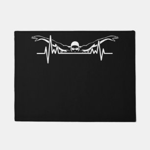 Swimming Heartbeat Swim Team Swimmer Women Girls Doormat