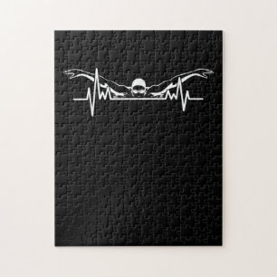 Swimming Heartbeat Swim Team Swimmer Women Girls Jigsaw Puzzle