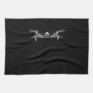 Swimming Heartbeat Swim Team  Swimmer Women Girls Kitchen Towel