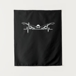 Swimming Heartbeat Swim Team  Swimmer Women Girls Tapestry