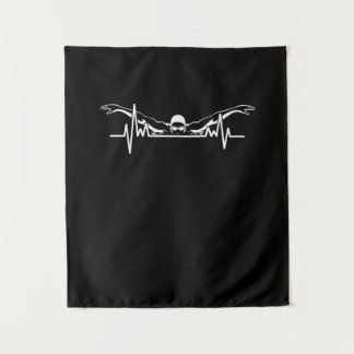 Swimming Heartbeat Swim Team Swimmer Women Girls Tapestry