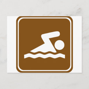 Swimming Highway Sign Postcard