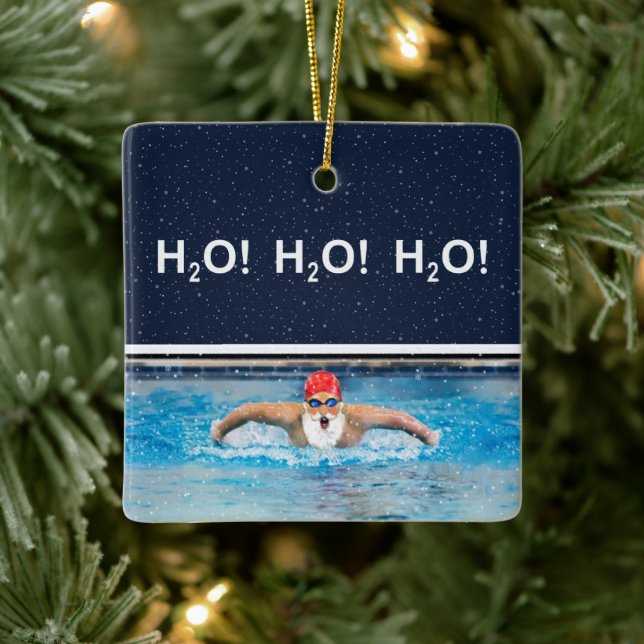 Swimming Holiday Gift Ceramic Ornament (Tree)