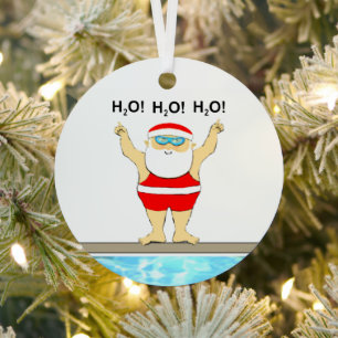 Swimming holiday gifts metal ornament