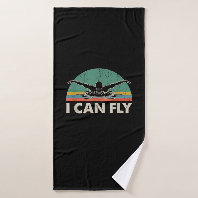 Swimming I Can Fly Funny Swimming Gifts Bath Towel (Bath Towel)