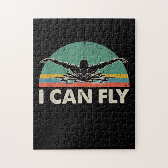 Swimming I Can Fly Funny Swimming Gifts Jigsaw Puzzle (Vertical)