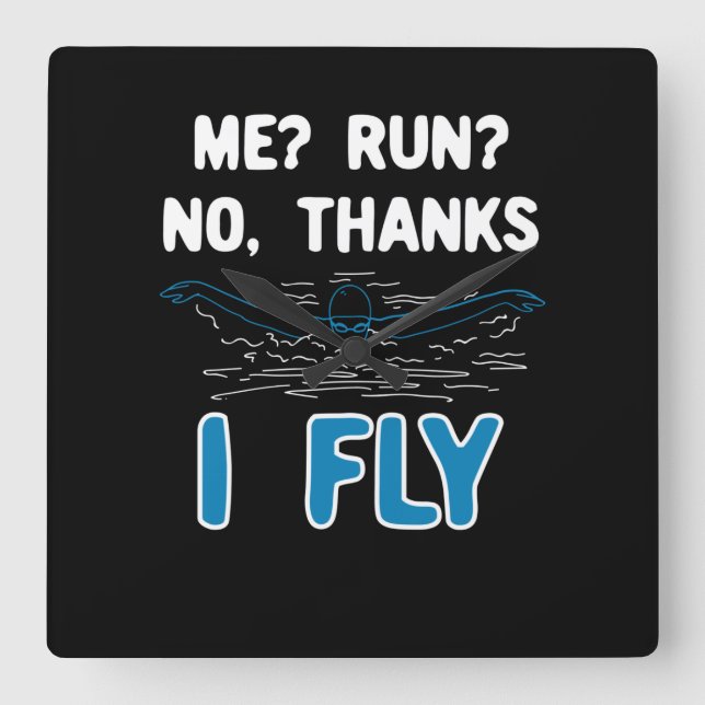 Swimming - I Fly Square Wall Clock (Front)