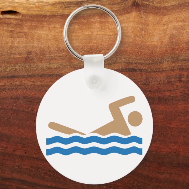 Swimming icon pictograph in colour keychain (Front)