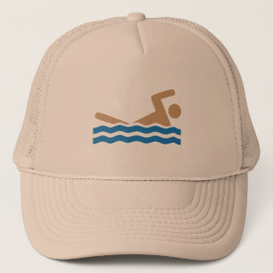 Swimming icon pictograph in colour trucker hat