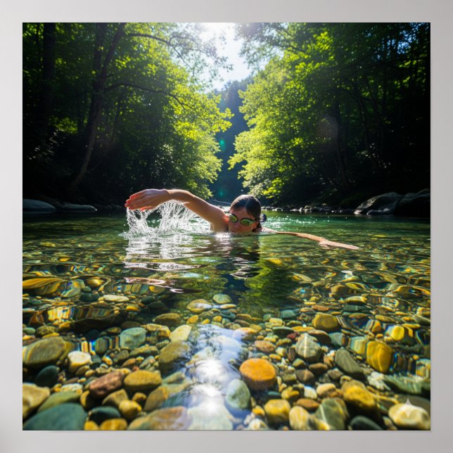 Swimming in a Clear Stream Poster (Front)