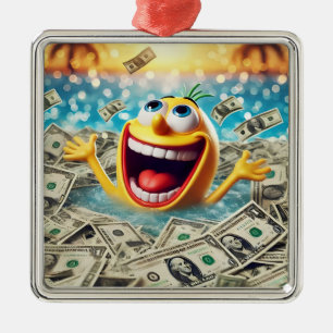 swimming in money metal ornament