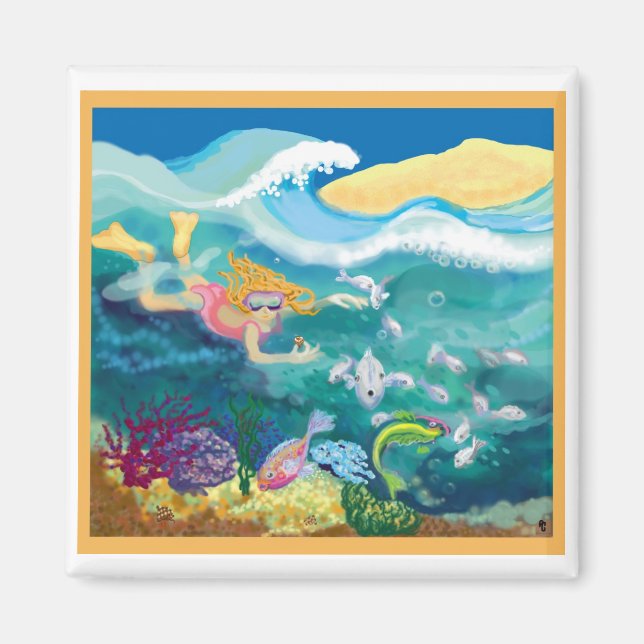 Swimming in tropical seas magnet (Front)