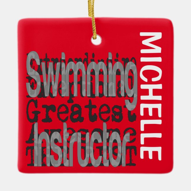 Swimming Instructor Extraordinaire CUSTOM Ceramic Ornament (Front)