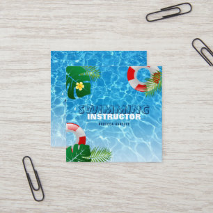 Swimming Instructor Square Business Card