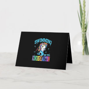 Swimming Into Kindergarten Unicorn Mermaid T-Shirt Card