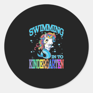 Swimming Into Kindergarten Unicorn Mermaid T-Shirt Classic Round Sticker