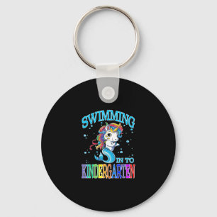 Swimming Into Kindergarten Unicorn Mermaid T-Shirt Keychain