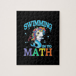 Swimming Into Math Unicorn Mermaid T-Shirt Jigsaw Puzzle