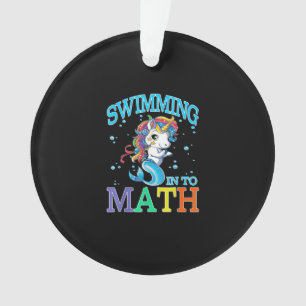Swimming Into Math Unicorn Mermaid T-Shirt Ornament
