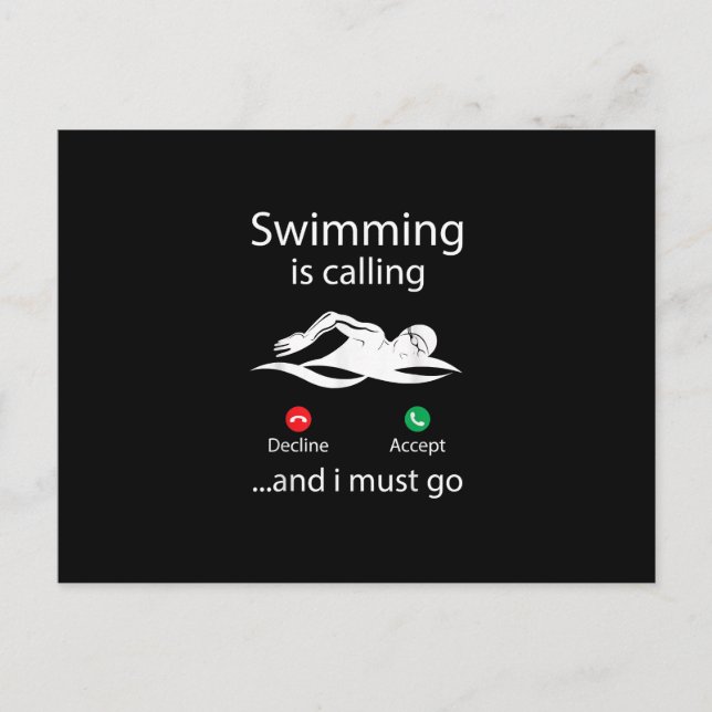 Swimming Is Calling Decline Accept & I Must Go Announcement Postcard (Front)