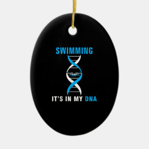 Swimming Its In My DNA Funny SwimerSwim Cool Love Ceramic Ornament