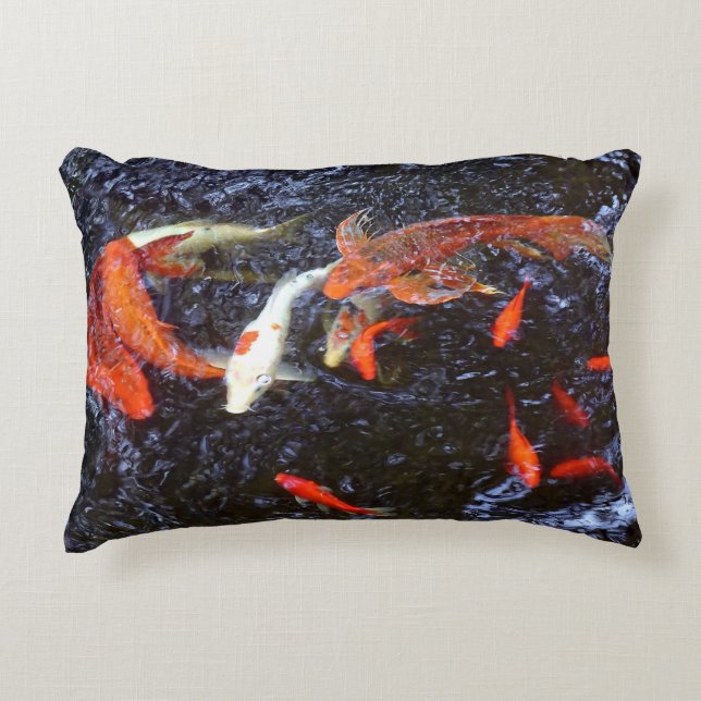 Swimming Koi Accent Pillow (Front)