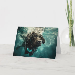 Swimming Labrador Puppy Underwater Design Card