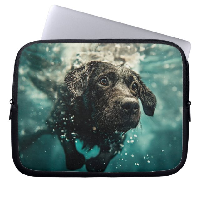 Swimming Labrador Puppy Underwater Design Laptop Sleeve (Front)