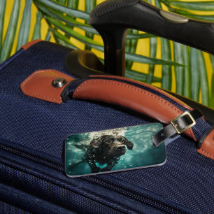 Swimming Labrador Puppy Underwater Design Luggage Tag