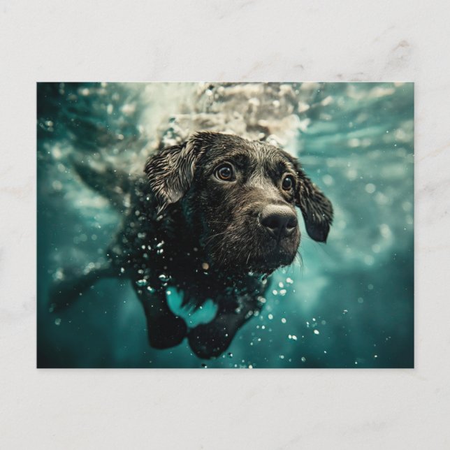 Swimming Labrador Puppy Underwater Design Postcard (Front)