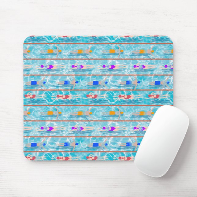 Swimming Laps Pool Swim Team Pattern Mouse Pad (With Mouse)