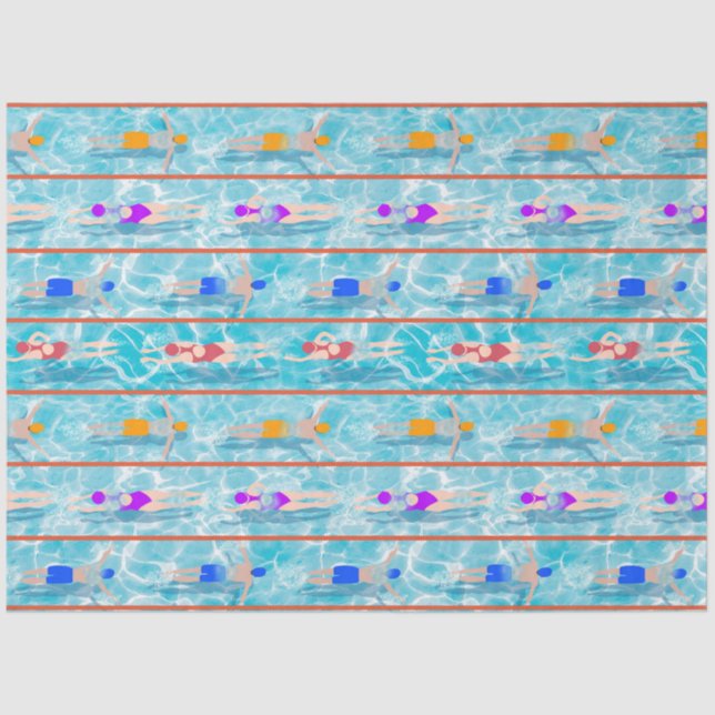 Swimming Laps Pool Swim Team Pattern Tissue Paper (Front)