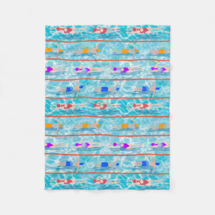 Swimming Laps Water Swim Team Pattern Fleece Blanket