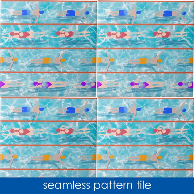 Swimming Laps Water Swim Team Seamless Pattern  Tile (Swimming Laps Water Swim Team Seamless Pattern Ceramic Tile)