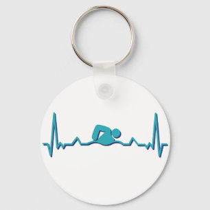 Swimming Lifeline and Heartbeat Funny Swimmer Keychain